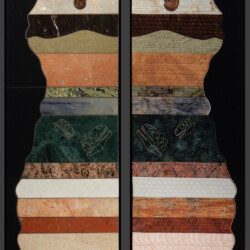 A pair of paintings with different colors and designs.