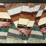 Faults III <br>
24" x 18", 2015 <br> Metasomatite, marble, coquina, limestone, mookaite, syenite, slate, serpentinite A picture of the back side of a woman 's face.