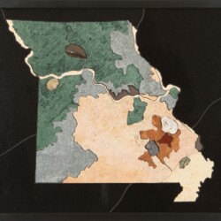 Missouri Geologic Map in Stone
18" x 19", 2017
SOLD A map of missouri with different colors and shapes.