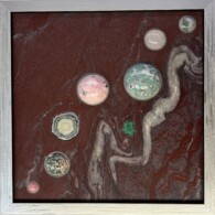 Sampler 32: Eastern Vail <br>
13.125" x 13.125" x 2.5", 2024 (September) A picture of some planets in the air.